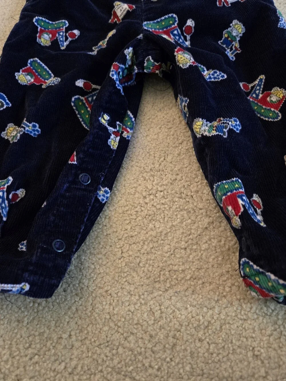 RARE Vintage 1990s Oshgosh B'gosh Blue Patterned Mice At Work Corduroy Overalls